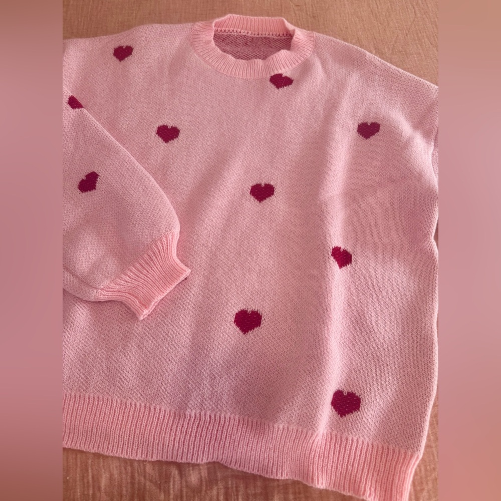 Pink Heart Pattern Sweater - Picture 4 of 4